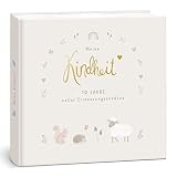 mintkind® 'Meine Kindheit' Erinnerungsalbum im Wald Design I deine ersten 10 Jahre I Fotoalbum Kinder Geschenke zur Geburt Babybuch zum Eintragen Tagebuch Kinder (Wald Design)