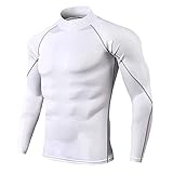 Herren Rash Vest UV-Schutz Baselayer Sport Top Langarm Stretch Compression Shirt Schnell trocknend Neoprenanzug Schwimmoberteil - Stehkrag