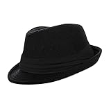 Kinder Jungen Kurzer Rand Frdoras Trilby-Hut Klassischer Filz Gangster-Manhattan Hut für 4-8 Jahre alt, schwarz, 4-8 J