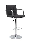 2er Set Barhocker Gloria, Bezug Webstoff Anthrazit, Armlehne, Trompetenfuß verchromt, höhenverstellbar, drehbar 360°