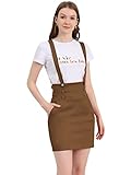 Allegra K Damen Saint Patrick's Day High Waist Button Träger Weihnachten Bleistiftrock Rock Dunkelbraun L