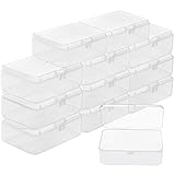 BELLE VOUS Kleine Aufbewahrungsbox Plastik Transparent mit Deckel zum Klappen (12 STK) – 9 x 6 x 3,3 cm Mini Plastik Boxen für Kleine Perlen, Pillen, Schmuck, Schrauben Sortierbox, Bastelzubehö