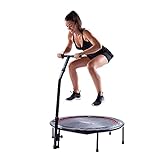 Christopeit Sport Fitness-Trampolin T 400 Schwarz - Bis 100 kg Gewicht - 80 cm Sprungfläche - Haltestange - Bungee C