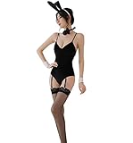 Bunny Kostüm Sexy Frauen für Frauen Frauen Damen Hasenkostüm Haute Sexy Bunny Bodysuit Cosplay Kostüm JK Party, schwarz, Einheitsgröß