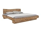 Woodkings® Holzbett Sendai 180x200 Altholz Pinie Holz rustikal Schlafzimmer Möbel massiv Design Doppelbett Ehebett Balkenbett Echtholzmöb