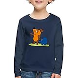 Spreadshirt Die Sendung Mit Der Maus Elefant Und Maus Hand An Rüssel Kinder Premium Langarmshirt, 98-104, Navy