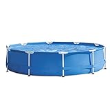 AEU Prism Frame Pool Set, 305X76 cm, Frame Pool Runder, Stabiler Metal Frame Schwimmbad Rund Im Komplett Set, Inklusive Patch Reparieren, Stahlrahmenbecken Swimming Pool Aufstellp