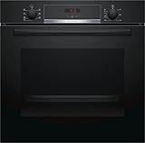 Bosch HBA533BB1 Serie 4 Einbau-Backofen, 60 x 60 cm, EcoClean Direct Reinigungshilfe, 3D Heißluft Backen auf 3 Ebenen, LED-Display, Versenkknebel, Schnellaufheizung, Kindersicherung