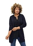 Zizzi Damen Große Größen Cardigan Offen V-Ausschnitt Lang Strickjacke , Farbe: Blau, Gr. 46-48 (M)