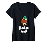 Damen Hast du Brot? Eine kleine Ente fragt T-Shirt mit V