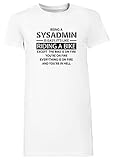 Being A Sysadmin Damen Lang T-Shirt Kleid Weiß Women's Long Tee Dress W