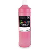 Malverk Junior - Gouache Farben 1000ml - Schul-Temperafarben für Kinder, Bastelfarben auf Wasserbasis, in praktischer Dosierflasche, Pink