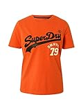 Superdry Womens Vintage VL Interest Tee T-Shirt, Bright Orange Marl, XL