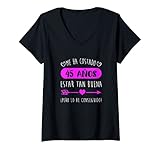 Damen Lustiges Me Ha 45 Jahre Estern, Hellbraun Geburtstag T-Shirt mit V