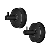 YOHOM Vakuum Saugnapf Haken Bad Saughaken Edelstahl Badezimmer Handtuchhaken Handtuchhalter Extra Stark tür Fenster Wandhaken Bademantelhaken Ohne Bohren Kleiderhaken Dusche Küche 2 Stück Matt Schw