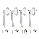 NIKJEBDF Fenstergriff 4PCS Abschließbarer Fenstergriffe Fensterknauf Abschließbar Gleichschließend Sicherheitsfenstergriff Weiß