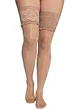 Ulla Popken Große Größen Damen Halterloser Strumpf, 20 DEN, Transparent (Teint 26), One Size (Herstellergröße: 1)