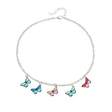 SOFEA Paket inklusiveSchmetterlingshalskette Edelstahl Bunte Schmetterlingshalskette Kubanische Chunky Chain Halsk