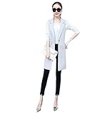 Damen Klassische lange Anzugweste Frühling Herbst ärmellose Jacken Oberbekleidung Büro Lady Slim Weste, grau, 46