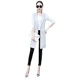 Damen Klassische lange Anzugweste Frühling Herbst ärmellose Jacken Oberbekleidung Büro Lady Slim Weste, grau, 46