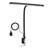 G-TASTE LED Schreibtischlampe,10W Stufenloses Dimmen Extra Helle Tischlampe mit der Klemme,Einstellbare Schwanenhals Klemm Lampe,Einstellbare Farbtemperaturen,Touch Control Bürotischlampe,Schw