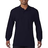 Gildan Herren Pique Polo-Hemd, langärmlig (Large) (Marineblau)