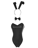 NSPSTT Sexy Bunny Kostüm, Damen Sakurajima Mai Halloween Cosplay Costumes PU Leder Dessous, 3 Colours Charmante Bunny Kostümset (small, black)