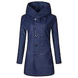 WSDZN 2021 Einreihiger Mittellanger Einfarbiger Wollmantels für Herren, Herbst Winter Schmaler Herrenmantels mit Stehkragen Taschen, Modetrend Retro-warme Streetwears-Geschenke für Vater, F