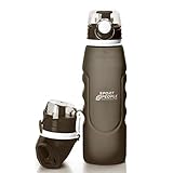 sport2people Silikon Faltbare Wasserflasche 1 L - Medizinische Qualität Aufrollen Trinkflasche, BPA Free - Sportflasche mit Leck Sicherheitsventil für Reisen, Sport, Outdoor, Camping