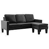 vidaXL Sofa 3-Sitzer mit Hocker Couch Polstersofa Loungesofa Sitzmöbel Wohnzimmersofa Sofagarnitur Designsofa Ledersofa Schw