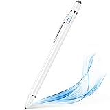 Aktiver Stylus Pen für sämtliche Touchscreens, 1,5mm Feiner Spitze Tablet Stift, Wiederaufladbar Eingabestift Kompatibel mit iPad iPhone Huawei Samsung Smartphones und Anderen Touchscreen Geräten Weiß