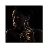 Afrikanische Kunst Gold und Schwarze Frauen Wandkunst Gemälde Porträt Leinwanddruck Figur Malerei Für Schlafzimmer Wanddekor Kunstwerk 30x30cm (12x12in) R