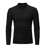 SHOBDW Langarmshirt Herren Longsleeve Herbst Winter Pure Color Rollkragen Langarm T-Shirt Top Bluse Einfarbig Henley Shirt Langarm Sweatshirt Lang