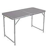 WOLTU® Campingtisch Klapptisch Gartentisch Arbeitstisch Balkontisch höhenverstellbar Aluminium MDF Grau CPT8122g