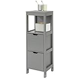 SoBuy FRG127-SG Badkommode Badschrank mit Fußpolster Kommode Badezimmer dunkelgrau BHT ca.: 30x90x30