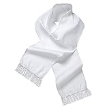Widmann 9148S - Schal, aus Satin, weiß, 140 x 26 cm, Kostümzubehör, Accessoire, Charleston Outfit, Mottoparty,