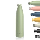 LARS NYSØM Trinkflasche Edelstahl 1000ml | BPA-freie Isolierflasche 1 Liter | Auslaufsichere Wasserflasche für Sport, Fahrrad, Hund, Baby,