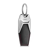 Audi 3182100300 Schlüsselanhänger e-tron GT Metall Leder Anhänger Keyring Gravur, schwarz/silber/