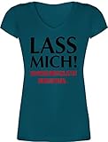 Sprüche Statement mit Spruch - Lass Mich! Ich muss Mich da jetzt Reinsteigern - XS - Türkis - Damen Tshirt Spruch Hund - XO1525 - Damen T-Shirt mit V