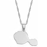 UBBVPKY Karte Halskette - Tahiti Karte Anhänger Halskette,Ethnischer Charme Französisch-Polynesien Landkarte Halskette - Für Männer Frauen Hip Hop Karten Anhänger Schmuck Jubiläumsgeschenk,Silb