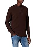 Scotch & Soda Herren Buttoned Mock Neck Rib Knit Organic Cotton Pullover, Aviator Brown 4319, L