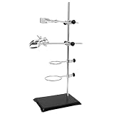 Wisamic Labor Ständer Halter Labor Metall Griff Unterstützung Laborstativ - Lab Ständer (8x5 Zoll)，Stab (20 Zoll H)，Stativklemme,Klemmen und Muffen für Chemie Physikalische Exp