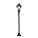 EGLO Außen-Stehlampe Navedo, 1 flammige Außenleuchte, Stehleuchte aus Aluguss und Glas, Farbe: Schwarz, silber-patina, Fassung: E27, H: 120 cm, IP44