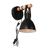 Wandleuchte Holz Industrie Retro Vintage Schwarzlicht mit EU-Stecker und Schalter, 5W E27 LED-Lamp