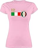 Fussball WM 2022 Fanartikel - 12. Mann Italien Mannschaft - XXL - Rosa - fußball t-Shirt Italien Damen - L191 - Tailliertes Tshirt für Damen und Frauen T-S