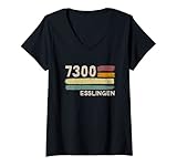 Damen 7300 Esslingen Retro Postleitzahlen Alte PLZ Vintage T-Shirt mit V