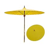 2 m Bambus Gartenschirm, runder Sonnenschirm, UV-Schutz, regenfester Terrassenschirm, Strandschirm im Freien, handgefertigte Produkte, dekorativer Schirm aus Plane, 36 Bambusrippen, ohne Sock