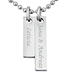 Hanessa Gravierte Edel-Stahl Kette mit Wunsch Gravur Edelstahl Familien Anhänger in Silber mit individuellem Text, Geschenk für die Frau oder Freundin, Zur Geb