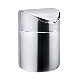 Finoki edelstahl mini Tischmülleimer Abfallbehälter müll Aufbewahrung Eimer Trash Swingdeckel (Silber)
