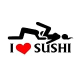 ZHAB Dekor Motorrad Abziehbilder I Love Sushi Kreative Aufkleber Dekoratives Zubehör wasserdichte PVC, 12 cm x 6 cm (Color Name : Black, Size : 12cm)